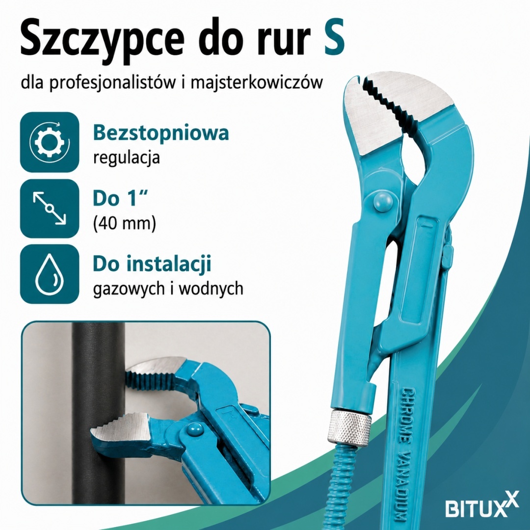 Stavitelný švédský klíč na trubky typ S1 Hydraulický červený Bituxx robustní M17680
